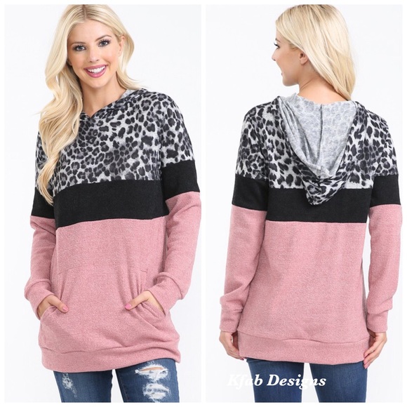 💗LAST 1! Leopard Color Block Soft Hoodie Top! - Picture 8 of 8